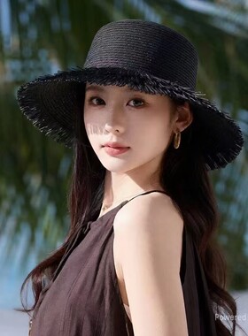 时尚帽子女春夏季新款户外休闲防晒草帽海边度假沙滩出游遮阳帽