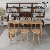 Nordic Solid Wood Bar Table Domestic Partition Leaning Against Wall Bar Bench Minima Balcony High Foot Table Dining Table Casual Strip Table