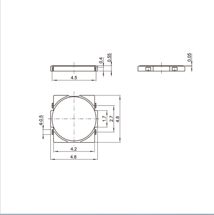 48X48X055薄膜轻触开关4脚贴片防水超薄微动按键55055编带 - 图0