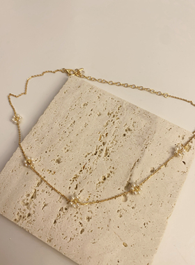 淡水珍珠花朵项链礼物ins风时尚百搭项链花朵颈链锁骨链