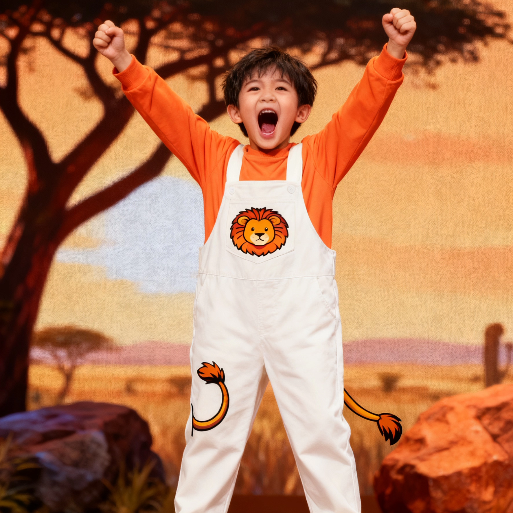 儿童非洲狮子背带裤表演服小学生运动会狮子王故事演讲比赛朗诵 - 图0