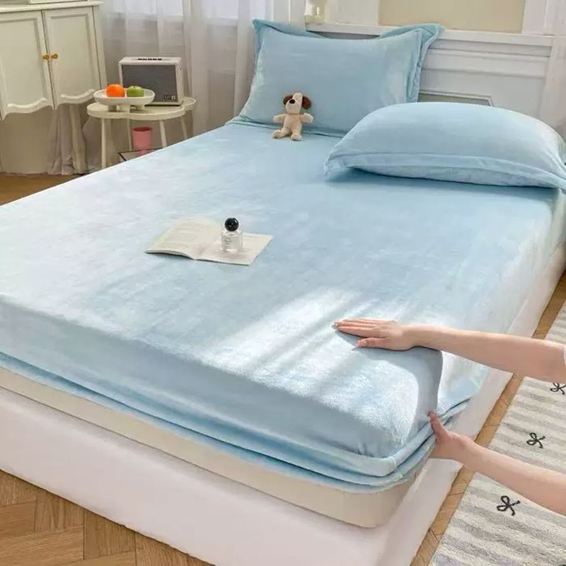 冬季加绒加厚保暖牛奶绒床笠