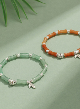 新品绿东陵竹节草莓水晶手链女小众高级感白玉石橄榄石手串手饰