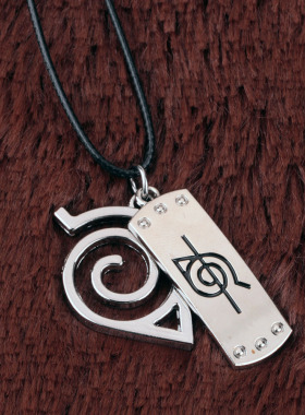 动漫周边学生饰品项链 钥匙扣 火影木叶标志双吊牌跨境饰品