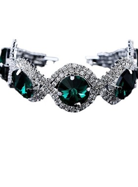 复古圆形水晶手链微镶女生小饰品欧美新款时尚女士手链