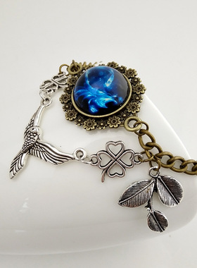 日韩天蝎座夜光手链水晶星座复古手饰编织diy给合手镯