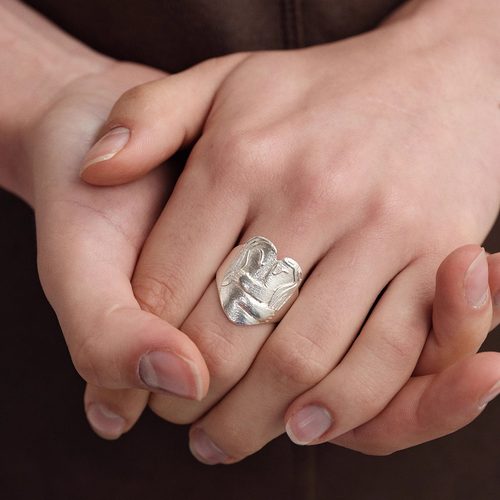 SALE E PEPE胡椒盐 纯银拥抱戒指 新年圣诞生日礼物 - 图1