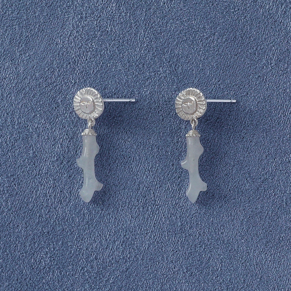 SALE E PEPE 胡椒盐 纯银珊瑚耳钉  黑网格石彩虹石石英岩,淘宝优惠券,粉丝福利购,淘宝优惠卷