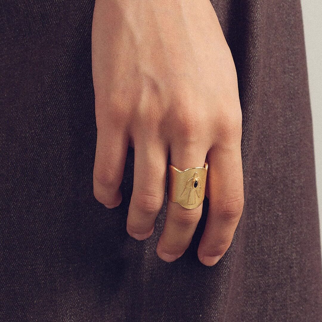 SALE E PEPE Pepper and Salt Sterling Silver Birdman Ring
