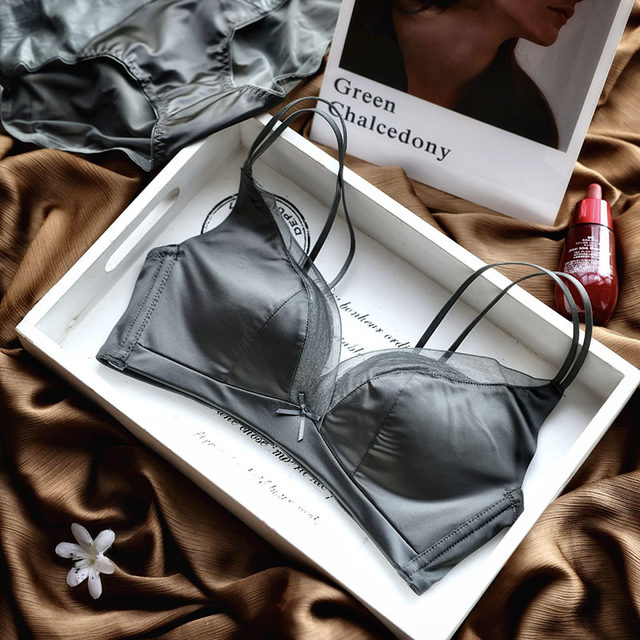 Satin thin triangle cup without steel ring double beautiful back cross