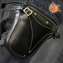 Harew Purse Retro Locomotive Motorcycle Riding Men Bull Leather Genuine Leather Multifunction Mobile Phone Inclined Satchel Outdoor