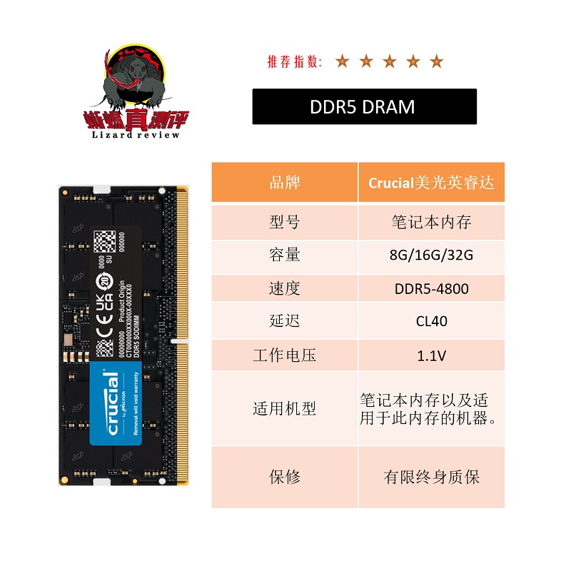 CRUCIAL/英睿达 美光DDR5 16G32G 4800 5200全新笔记本内存 兼容 - 图3