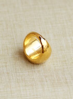 金色几何圆形玛瑙戒指女复古时尚几何方形指环气质优雅质感食指戒