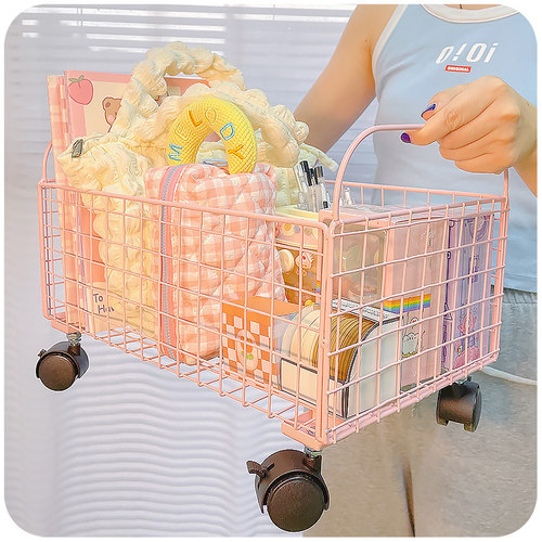 可移动书本收纳箱学生教室储物装放书包桌面带滑轮桌下神器书箱盒 - 图0