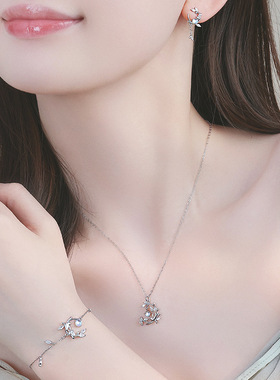 女式纯银项链女925麦穗与鸟搭配衣服的配饰女款精致女生灵动吊坠