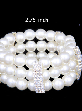 珍珠镶钻女手链奶油色手环手镯women pearl bracelet jewelry