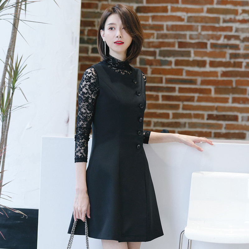 名人瑞裳2018新款初秋纯色连衣裙 名人瑞裳连衣裙