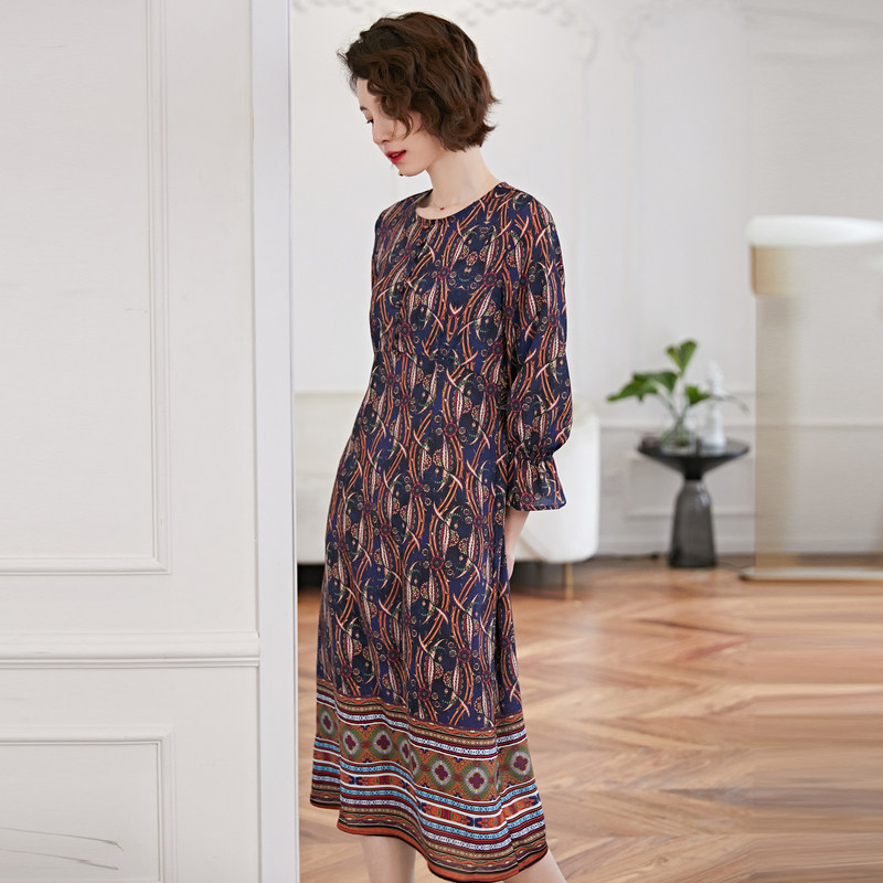 春装2019款女圆领中国风宽松连衣裙 名人瑞裳连衣裙