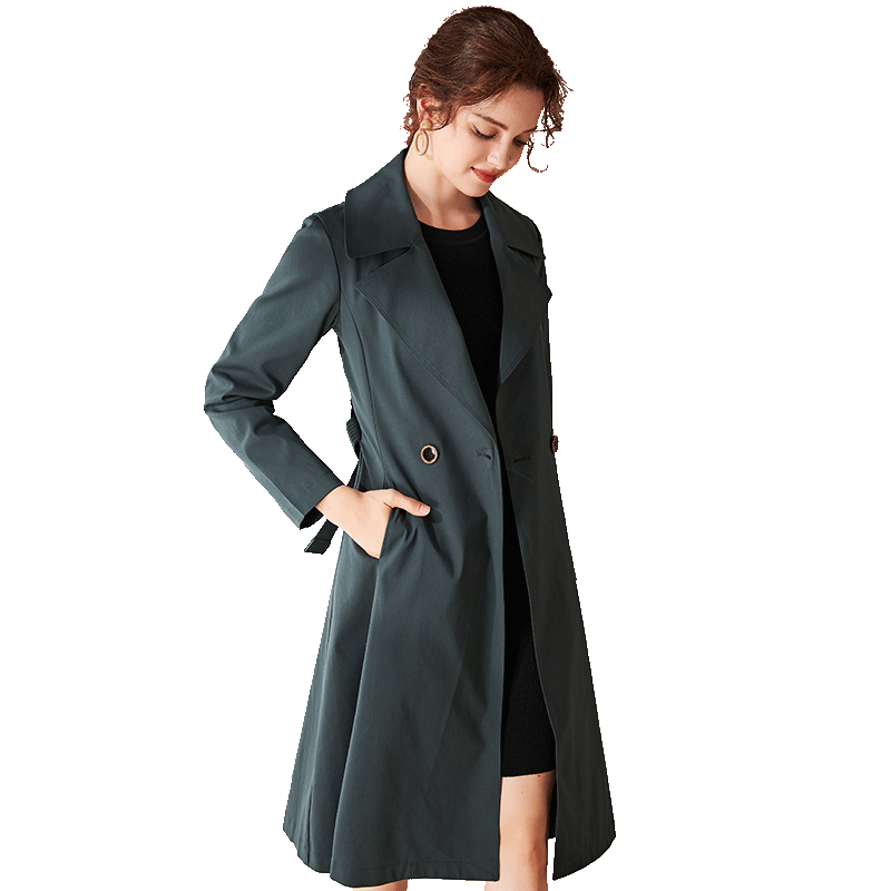 名人瑞裳女中长款气质洋气收腰风衣 名人瑞裳风衣