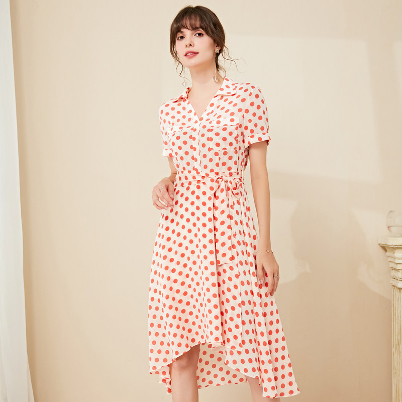 名人瑞裳2020新款夏天雪纺波点裙子 名人瑞裳连衣裙