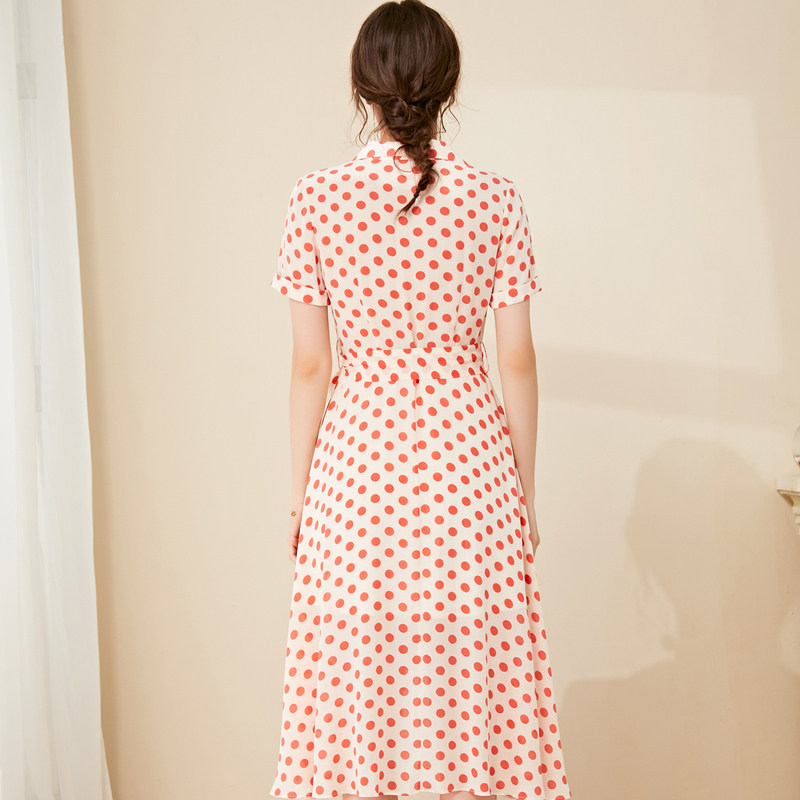 名人瑞裳2020新款夏天雪纺波点裙子 名人瑞裳连衣裙