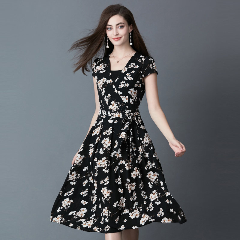 名人瑞裳2017 v领短袖 名人瑞裳连衣裙