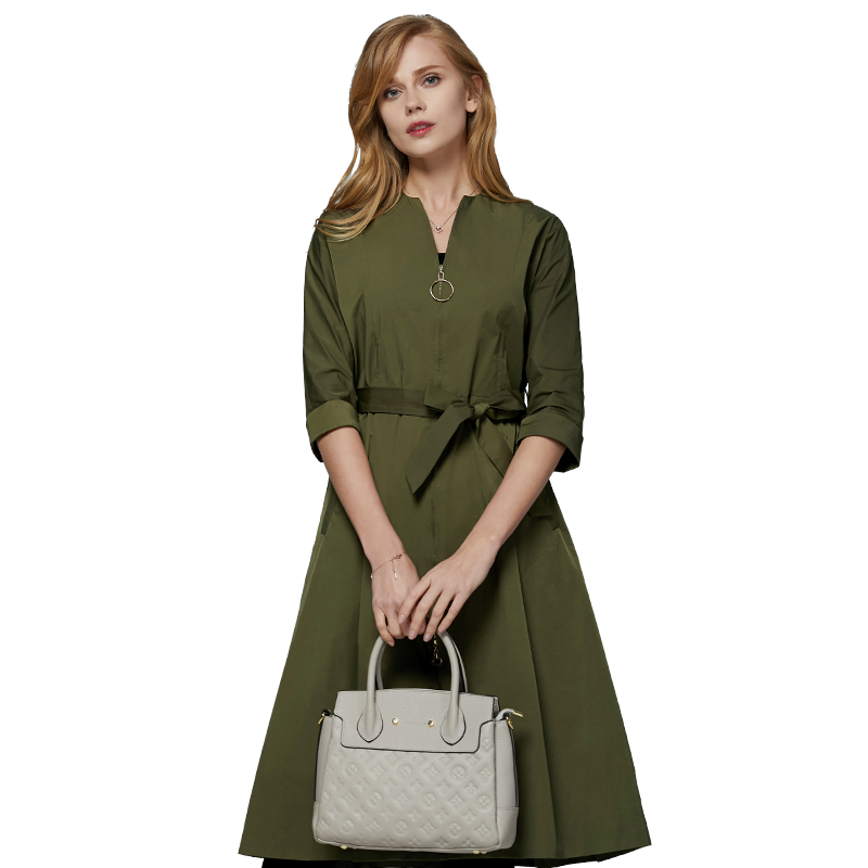 名人瑞裳春装新款简约系带连衣裙 名人瑞裳连衣裙