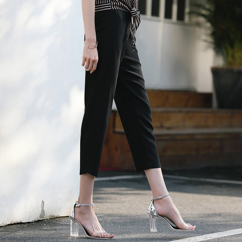 名人瑞裳2018夏季新款黑色休闲裤 名人瑞裳休闲裤