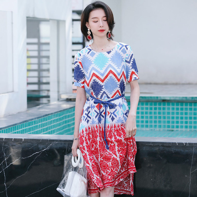 名人瑞裳2018新款夏季妈妈连衣裙 名人瑞裳连衣裙