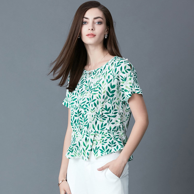 名人瑞裳2017夏装新款短款女雪纺衫 名人瑞裳蕾丝衫/雪纺衫