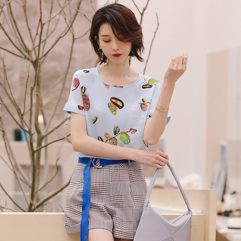 名人瑞裳桑蚕丝女2018新款宽松t恤 名人瑞裳T恤