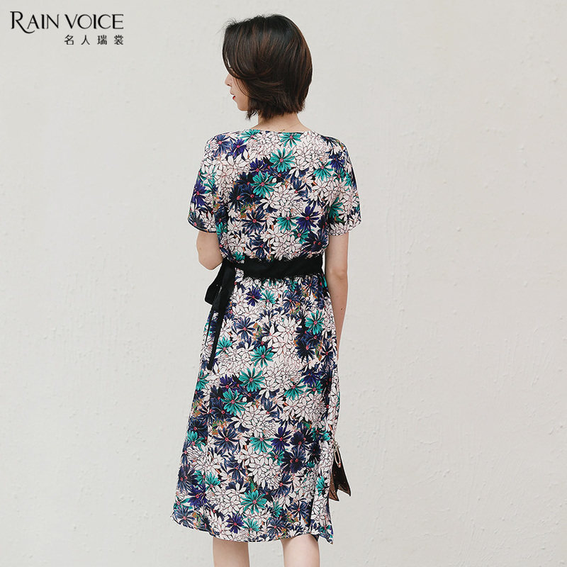 名人瑞裳2018夏季新款印花连衣裙 名人瑞裳连衣裙