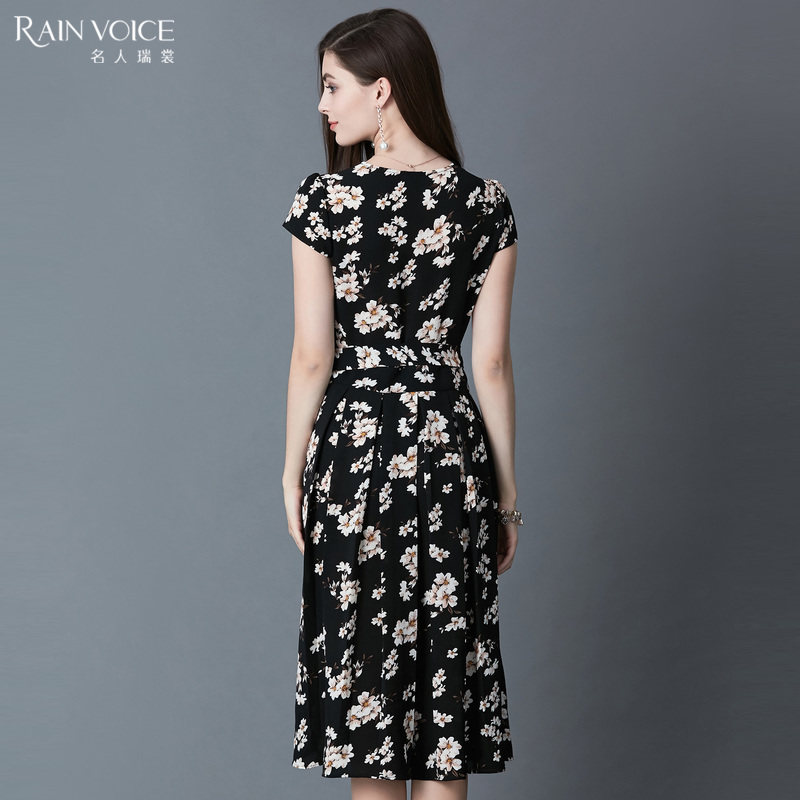 名人瑞裳2017 v领短袖 名人瑞裳连衣裙