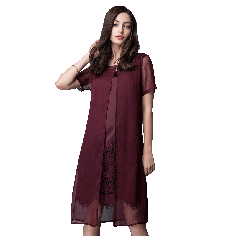 名人瑞裳2017夏装新款ol中长款蕾丝 名人瑞裳连衣裙