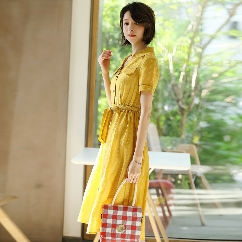 名人瑞裳2018夏季新款纯色显瘦衬衫 名人瑞裳连衣裙
