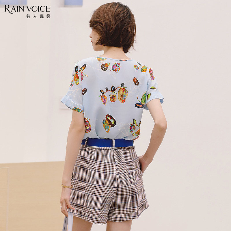 名人瑞裳桑蚕丝女2018新款宽松t恤 名人瑞裳T恤