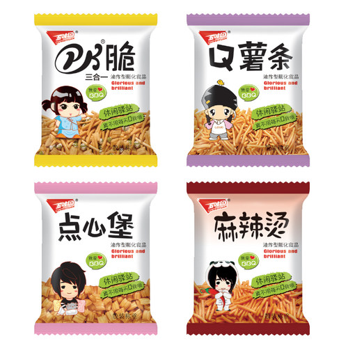 五味园BBQPK脆点心堡Q薯条麻辣烫膨化食品休闲小吃网红零食虾条 - 图1