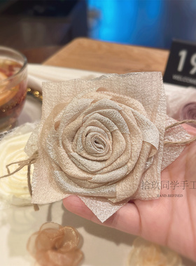 做旧手工干枯玫瑰花朵胸针