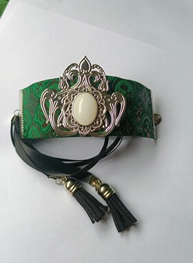 汉服明制古装头饰武侠男女束发发冠发扣绿色流苏穗子头冠动漫古风