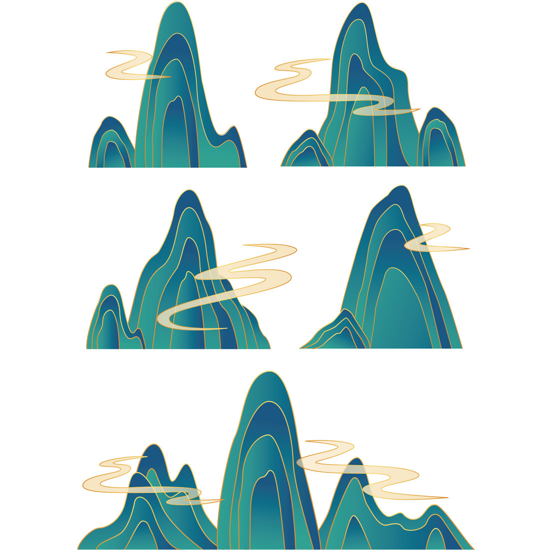 国潮山峰AI矢量素材国风中式古风山水山脉山峰插画海报背景图片,淘宝优惠券,粉丝福利购,淘宝优惠卷