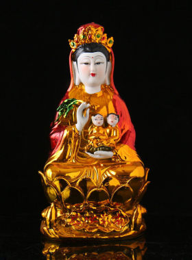 高端陶瓷送子观音娘娘佛像供奉家用坐莲观世音菩萨像结婚礼品摆件