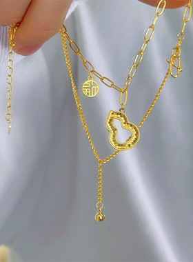 小众设计高级感cnc龙鳞葫芦手链 越南沙金福字葫芦双线手链女