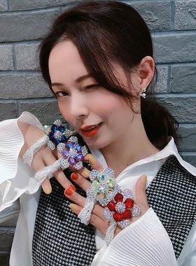 韩国重工水晶花朵头绳韩版发圈