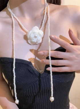 串珠圆珠链女性花朵圆球珍珠项链