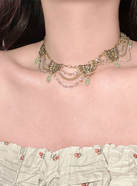 合金麻花链女性复古蝴蝶重工项链