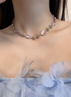 合金常规链女性红色眼石串珠项链