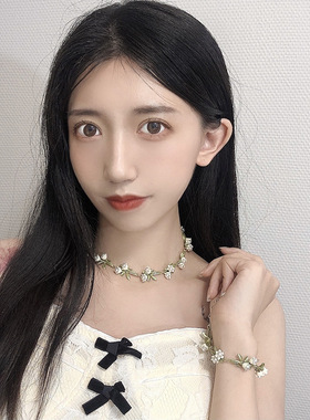 白色铃兰花项链锁骨链复古温柔