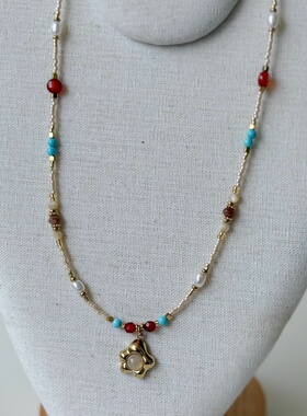 钛钢配件天然石串珠叠戴天然淡水珍珠项链锁骨链 高级感配饰