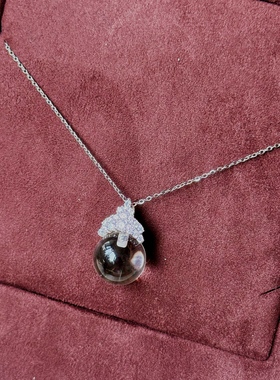 通体s925纯银净体天然白水晶小灯泡皇冠锆石微镶项链锁骨链