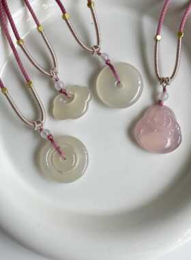 冰紫色项链平安扣天然石玉髓